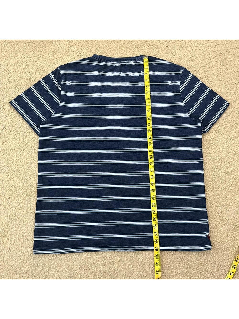 Polo Ralph Lauren Mens Blue Striped Pocket T Shirt Size XXL 2XL - Picture 6 of 6